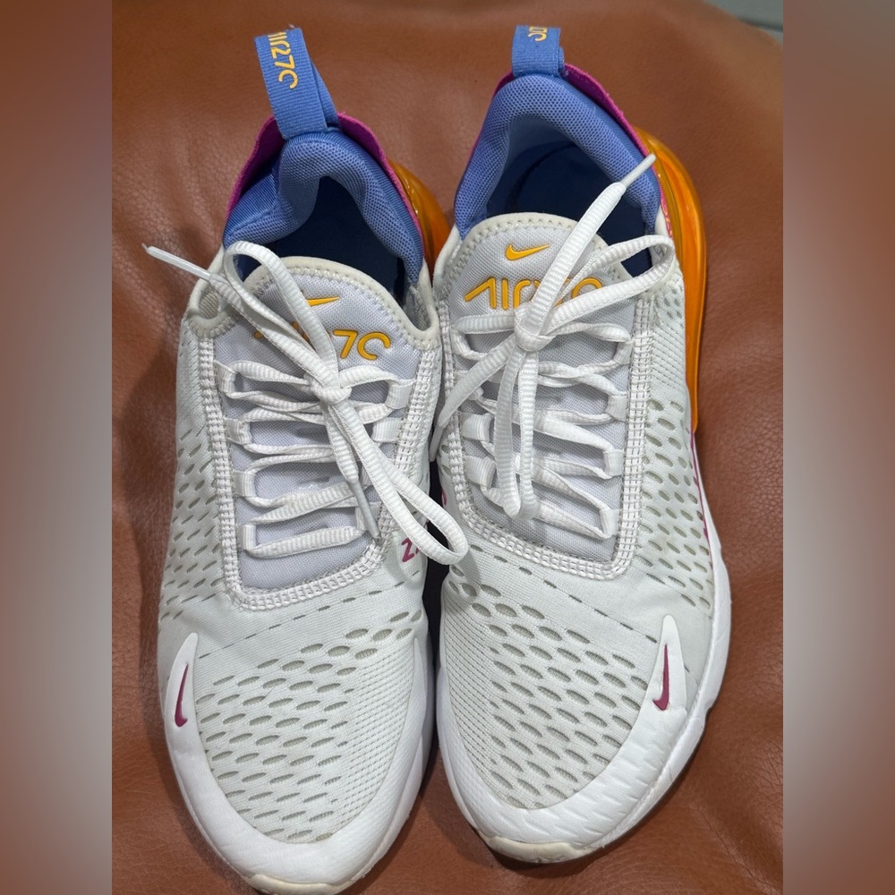 Nike Womens Air Max 270 White, Purple and Orange Shoes size 9.5